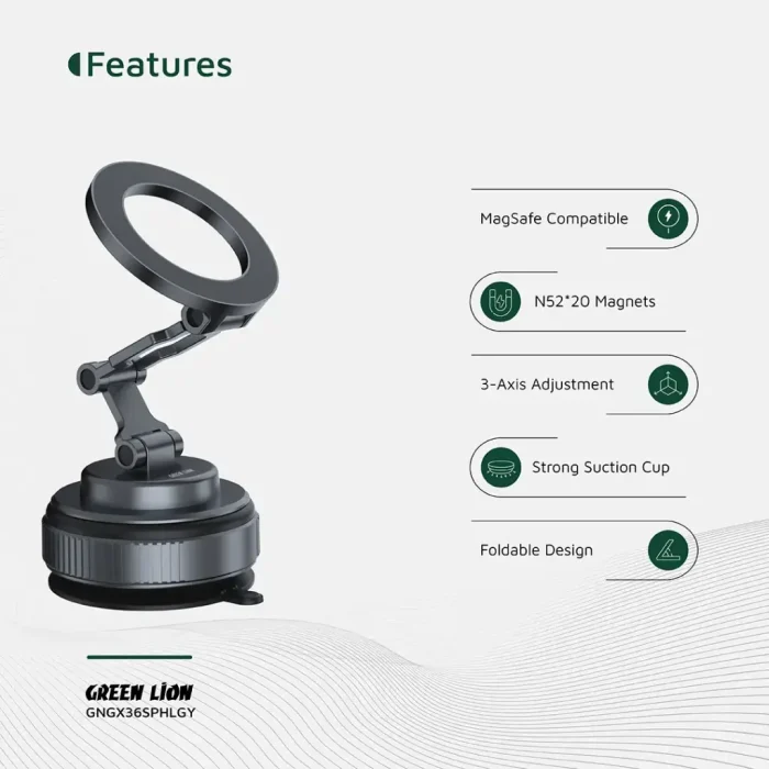 هولدر وکیومی مگ سیف گرین Green Lion GX-36 Suction Phone Holder GNGX36SPHLGY
