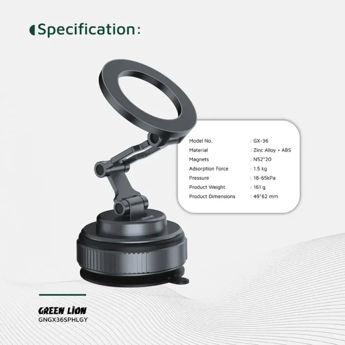 هولدر وکیومی مگ سیف گرین Green Lion GX-36 Suction Phone Holder GNGX36SPHLGY