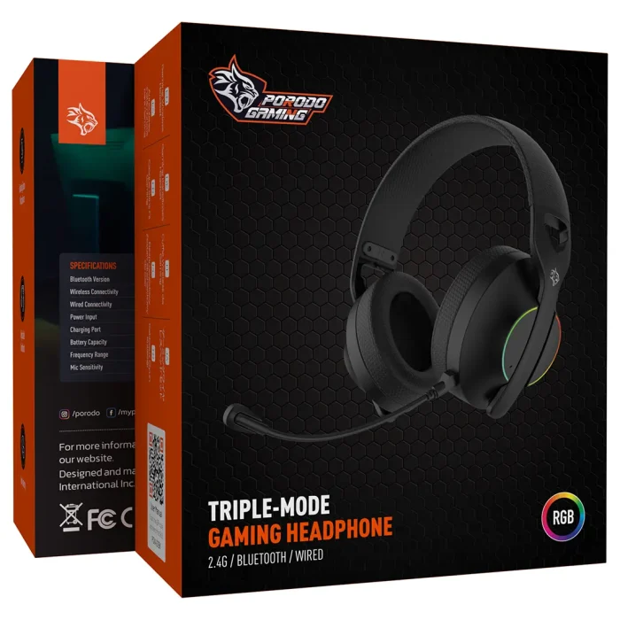 هدفون گیمینگ 3 حالته پرودو Porodo Triple-Mode Gaming HeadPhone PDX421-BK