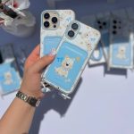 قاب موبایل طرح سگ آبی با جاکارتی و بند ایفون و سامسونگ