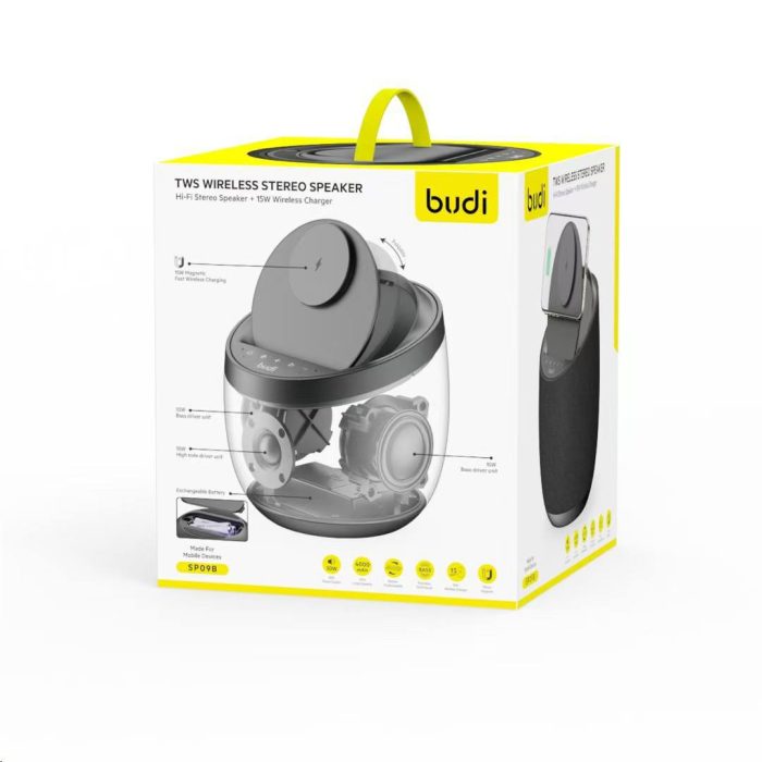 اسپیکر بلوتوثی با شارژر مگسیف بادی Budi TWS Wireless Stereo Speaker SPD98B