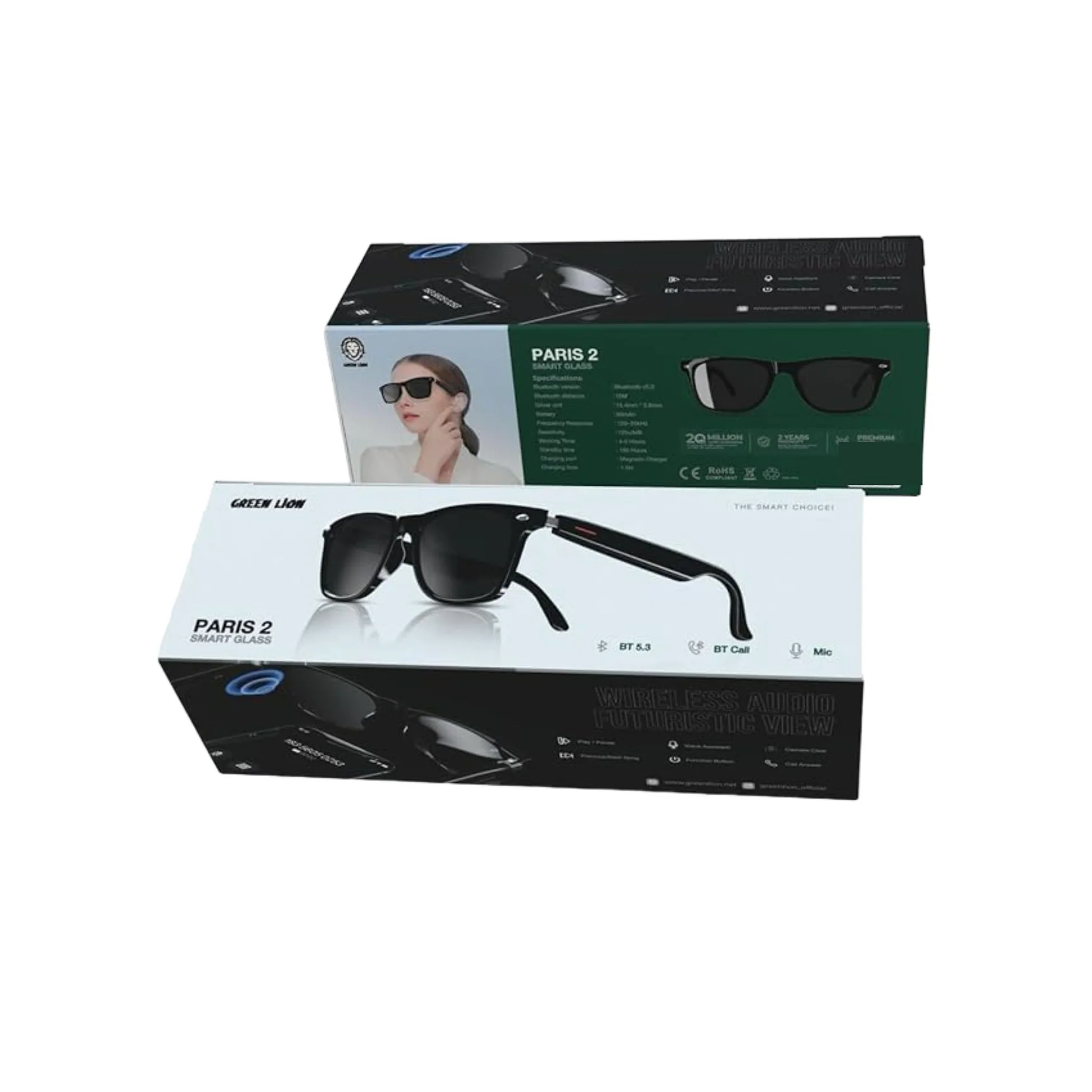 عینک هوشمند گرین لاین Green Lion Paris 2 Smart Glasses GNPA2SGLSSBK
