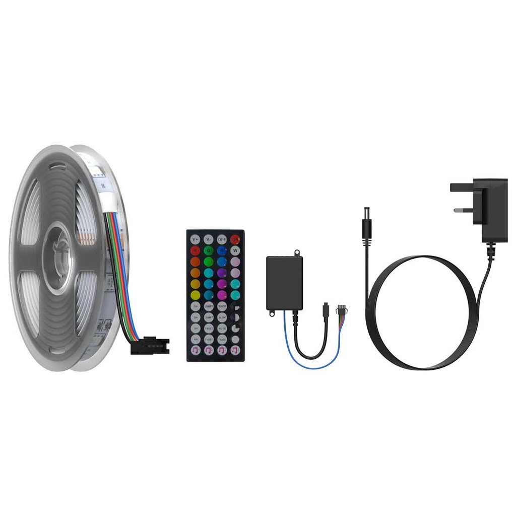 Porodo Blue 16.4 Ft Sound Reactive RGB Strip Light with 44 Key Remote (2) ریسه نورپردازی ال ای دی 5 متری پرودو مدل Porodo Blue Ft Sound Reactive RGB Strip Light PB-RGBSL