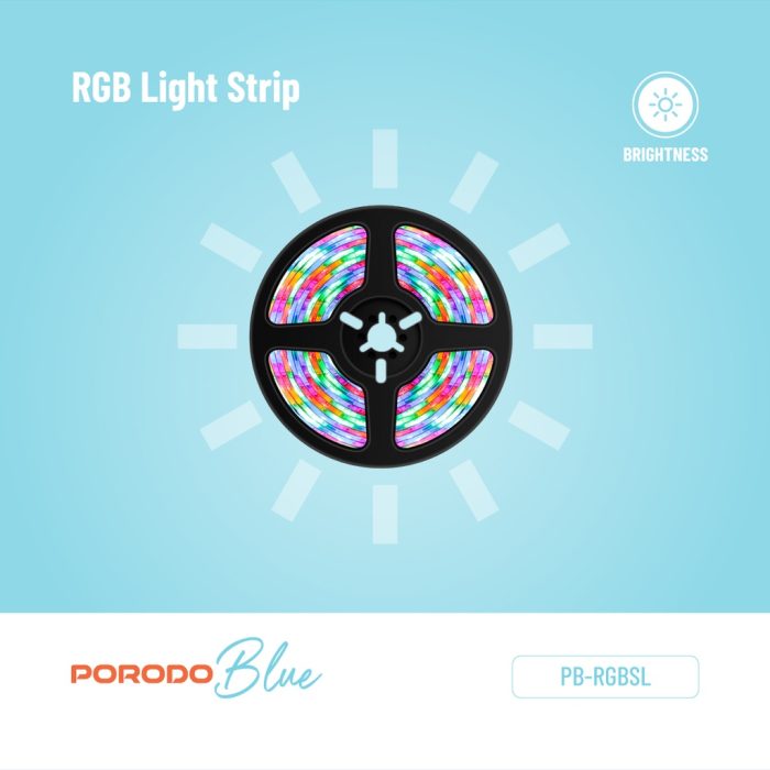 ریسه نورپردازی ال ای دی 5 متری پرودو مدل Porodo Blue Ft Sound Reactive RGB Strip Light PB-RGBSL