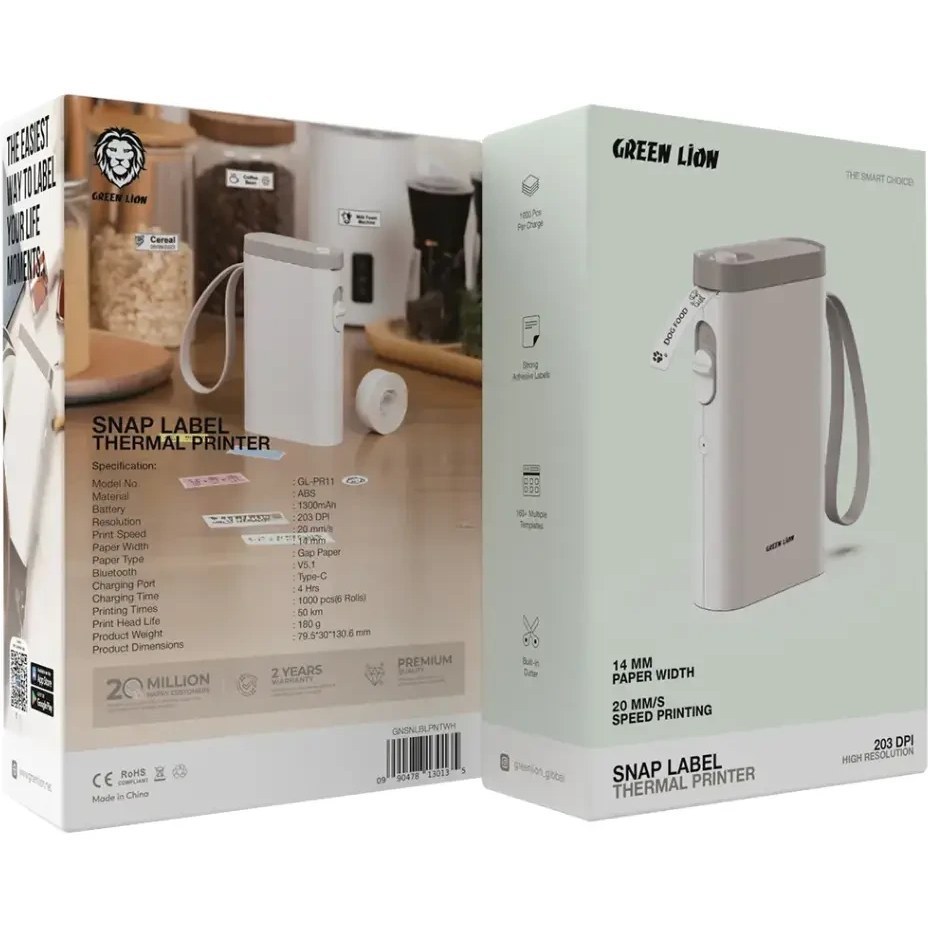 jscWHvKseP8NavQ2 Green Lion Snap Lable Thermal Printer GNSNLBLPNTWH