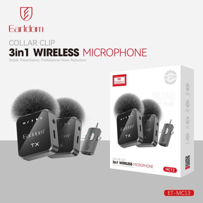 میکروفون یقه ای بی سیم ارلدام Earldom Type-C/Lightning/3.5mm ET-MC13