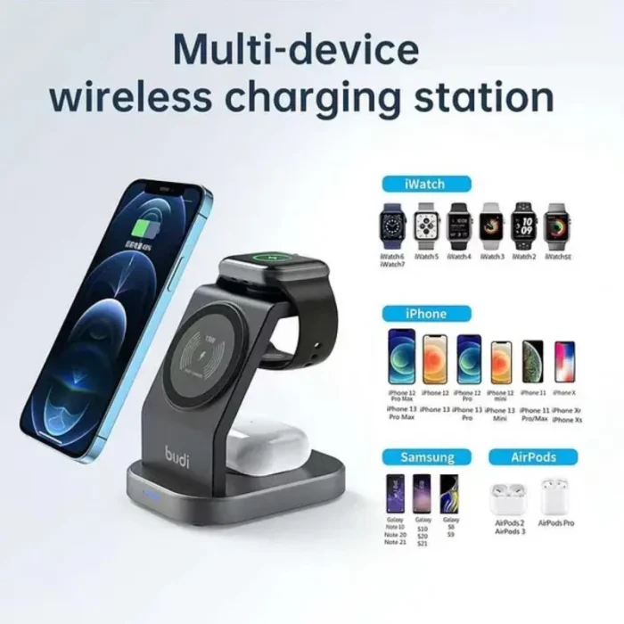 استند شارژر مگ سیف 3 در 1 بودی BUDI 3 IN 1 MAGNETIC WL4200B
