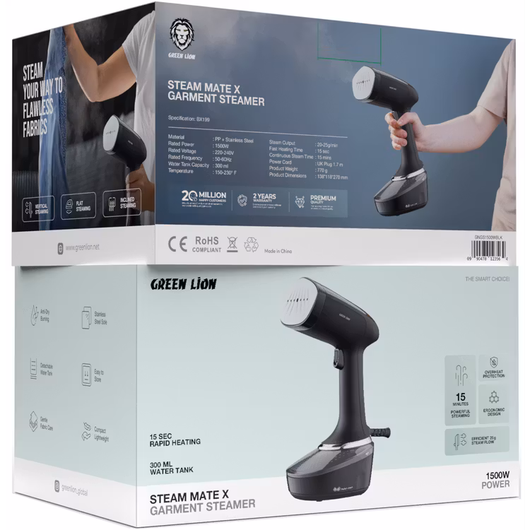 GNGS1500WBLK1 اتوبخار دستی گرین لاین Green Lion Steam Mate X Garment Steamer GNGS1500WBK