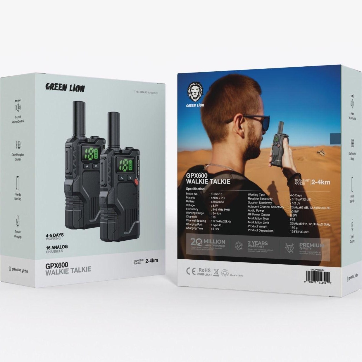 aCBv8DfB0bqnKbpX بیسیم دوتایی واکی تاکی گرین Green Lion Walkie Talkie GNGPX600