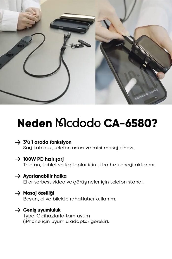 کابل شارژ دوسر تایپ سی و ماساژور گردن مکدودو Mcdodo Cab Nexus Massage Cable CA-658