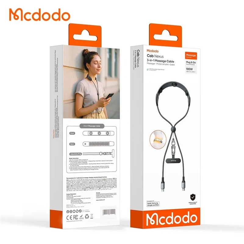 bigthumb-gp-62450df04c3fbd022c5d2189fa207152-1052826223 کابل شارژ دوسر تایپ سی و ماساژور گردن مکدودو Mcdodo Cab Nexus Massage Cable CA-658