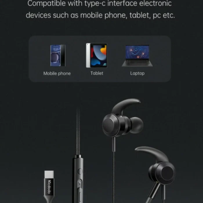 هندزفری سیمی گیمینگ تایپ‌سی مک‌دودو Mcdodo USB Type-C Gaming Earphones HP-1340
