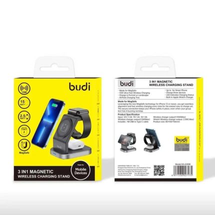 استند شارژر مگ سیف 3 در 1 بودی BUDI 3 IN 1 MAGNETIC WL4200B