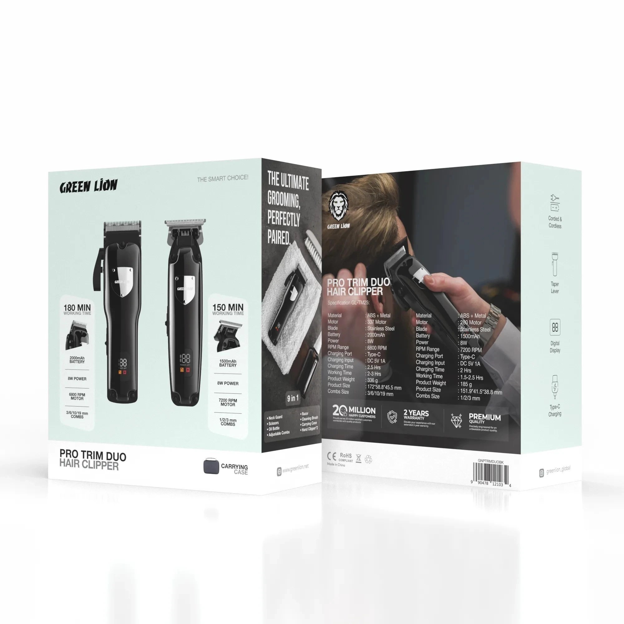 iPu6mDsiNGX0QUot ماشین اصلاح دوتایی گرین لاین Green Lion Pro Trim Duo Hair Clipper GNPTRMDUOBK