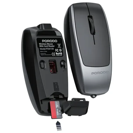 موس بی سیم شارژی و رم ریدر پرودو Porodo Wireless Mouse with Card Reader PDM109