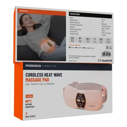 ماساژور قاعدگی پرودو Porodo Lifestyle Cordless Heat Wave Massage Pad PDLFST194PK