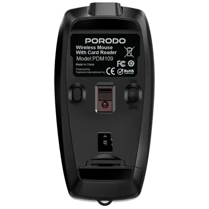 موس بی سیم شارژی و رم ریدر پرودو Porodo Wireless Mouse with Card Reader PDM109