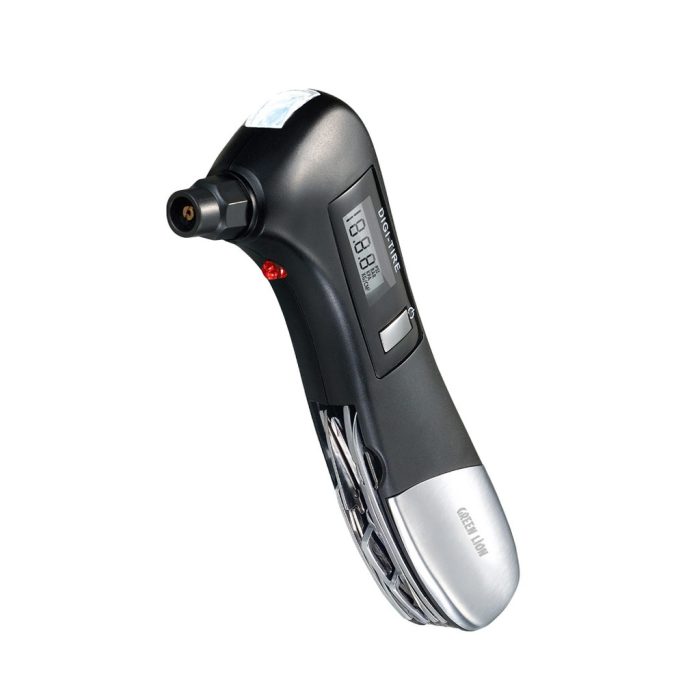 گیج فشار دیجیتالی لاستیک 9 کاره گرین لاین Green Lion Digital Tire Pressure Gauge 9 In 1 Rescue Tool GNDITIREPRBK
