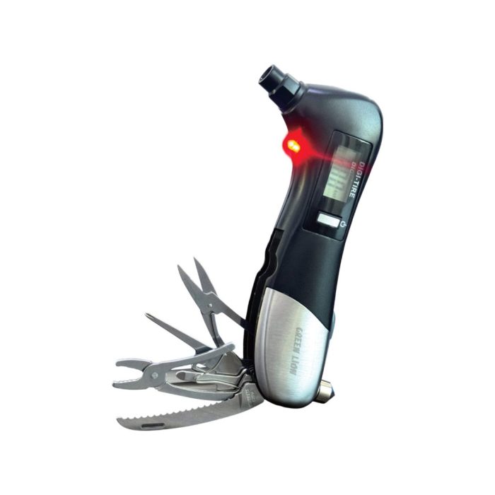 گیج فشار دیجیتالی لاستیک 9 کاره گرین لاین Green Lion Digital Tire Pressure Gauge 9 In 1 Rescue Tool GNDITIREPRBK