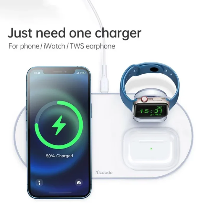 شارژر بی‌سیم 3 کاره مک دودو Mcdodo 3in1 15W MagSafe CH-7062