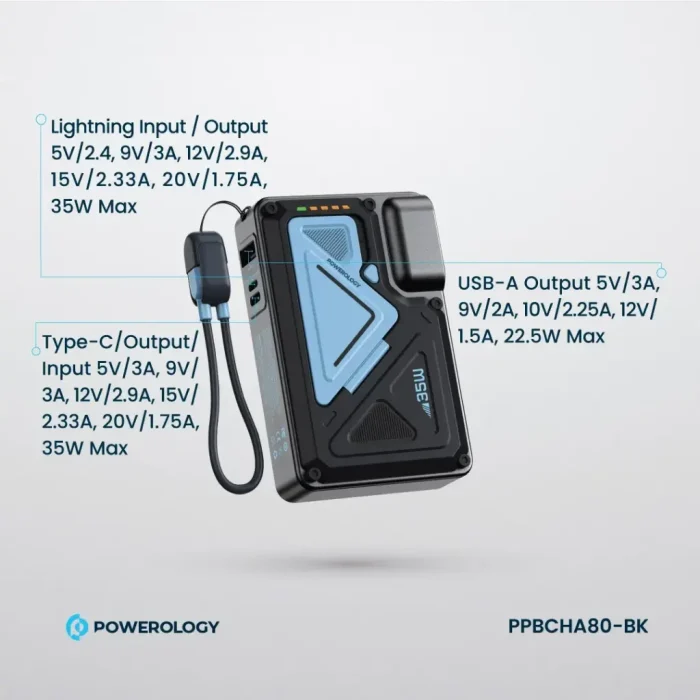 Powerology 10000mAh MagSafe Power Bank Wall Charger PPBCHA80