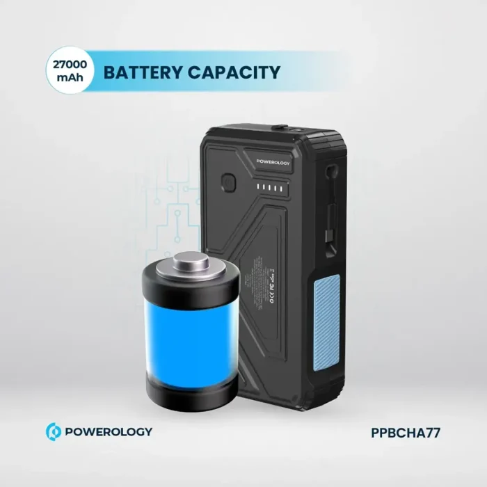 پاوربانک خورشیدی 27000 با کابل متصل و توان 20 وات پاورولوژی Powerology 27000mAh Solar Wireless Charging Power Bank PPBCHA77