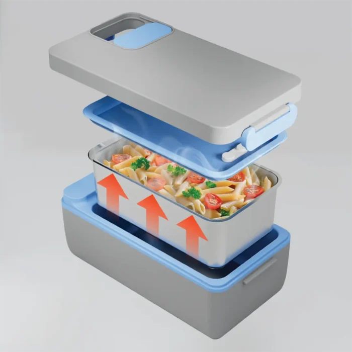 ظرف غذای گرم کن دار پاورولوژی Powerology Lumu Portable Heated Lunch Box PLBF818GYBL