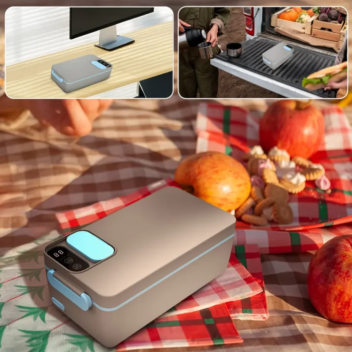 ظرف غذای گرم کن دار پاورولوژی Powerology Lumu Portable Heated Lunch Box PLBF818GYBL