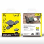 استند شارژر بی سیم BUDI 20W 3 in 1 Foldable Magnetic Wireless Charger WL4500B