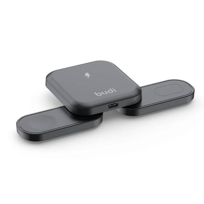 استند شارژر بی سیم بودی BUDI 20W 3 in 1 Foldable Magnetic Wireless Charger WL4500B