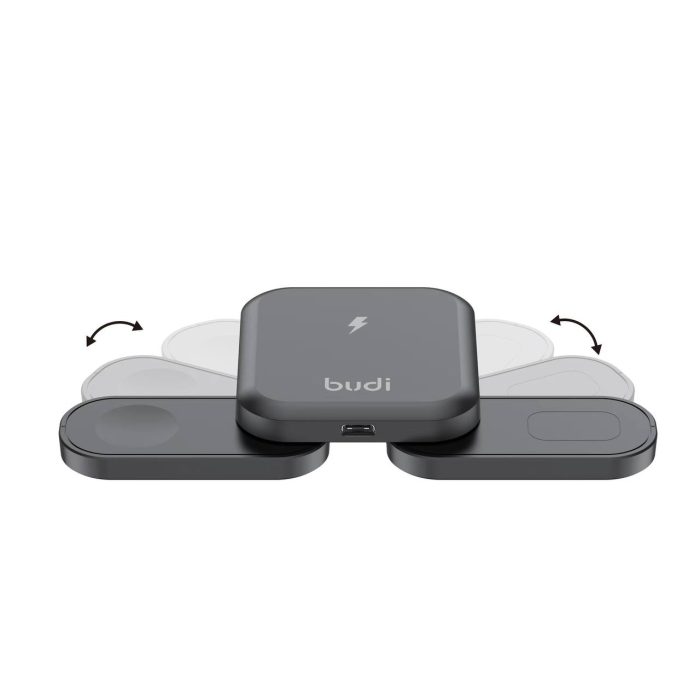 استند شارژر بی سیم بودی BUDI 20W 3 in 1 Foldable Magnetic Wireless Charger WL4500B