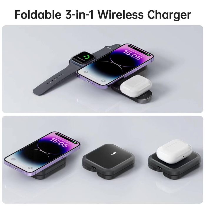 استند شارژر بی سیم بودی BUDI 20W 3 in 1 Foldable Magnetic Wireless Charger WL4500B