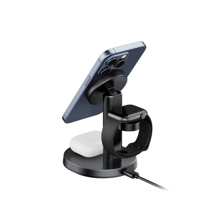 استند شارژر بی سیم بودی BUDI 20W 3 in 1 Wireless Charging Stand With Foldable Magetic WL4900B