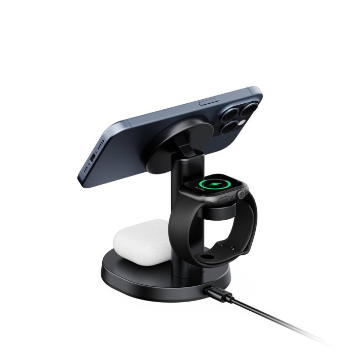 استند شارژر بی سیم بودی BUDI 20W 3 in 1 Wireless Charging Stand With Foldable Magetic WL4900B