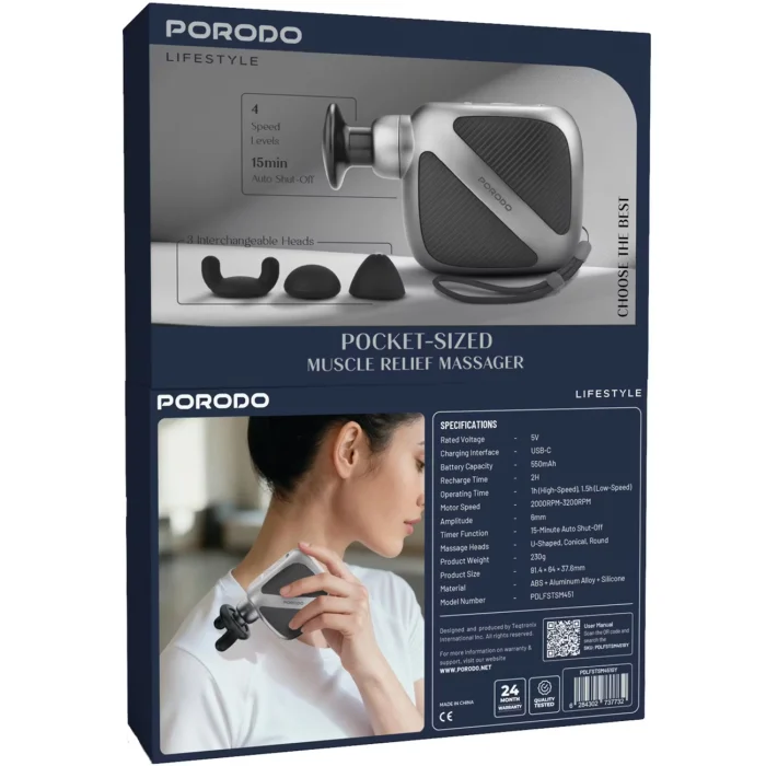 ماساژور پرودو Porodo Lifestyle Pocket-Sized Muscle Relief Massager PDLFSTSM451GY