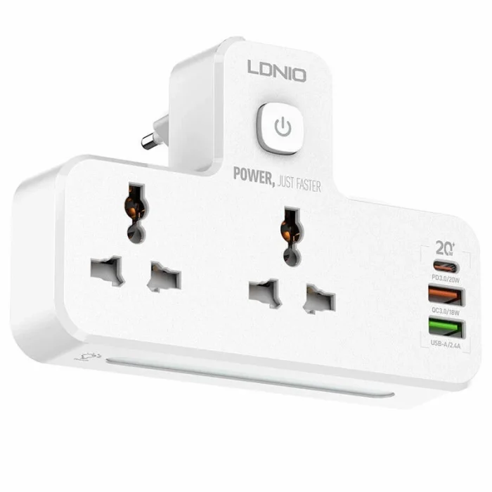 چند راهی برق و شارژر الدینیو LDNIO QC3.0 PD3.0 Power Strip SC2311