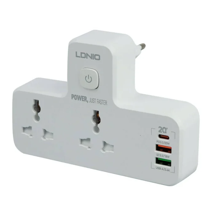 چند راهی برق و شارژر الدینیو LDNIO QC3.0 PD3.0 Power Strip SC2311