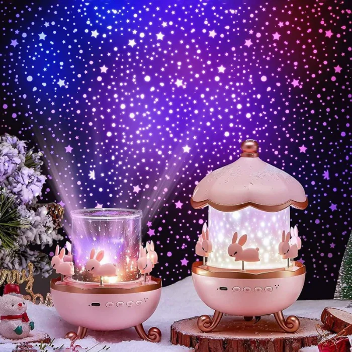 چراغ خواب موزیکال کودک Bunny’s Carousel Night Light Projector WH-E11