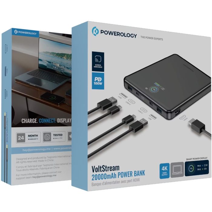 پاور بانک 20000 و هابHDMI پاورولوژی Powerology VoltStream Power Bank PPBCHA89BK