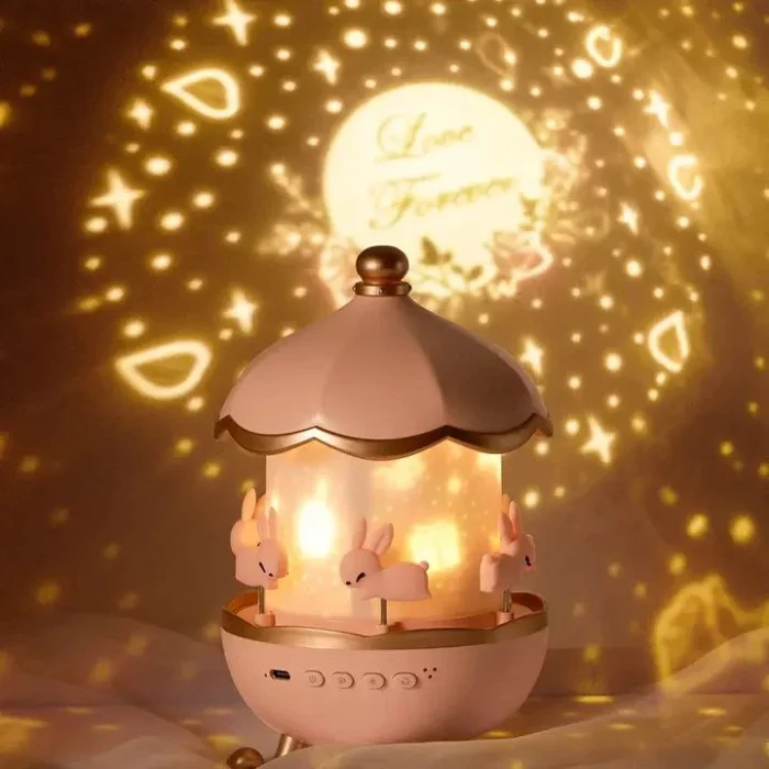 چراغ خواب موزیکال کودک Bunny’s Carousel Night Light Projector WH-E11