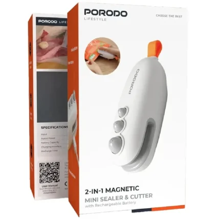 maسیلر و کاتر شارژی پورودو Porodo Lifestyle 2-In-1 Magnetic Mini Sealer & Cutter PDWS105WH