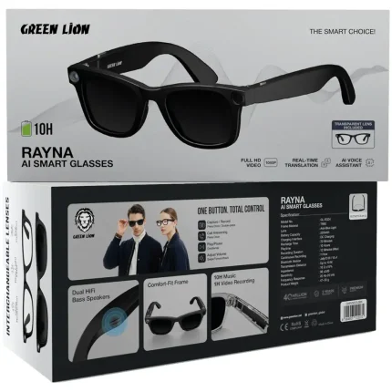 عينک هوشمند AI با دوربين گرین لاین Green Lion Rayna AI Smart Glasses GNRYNSGLS