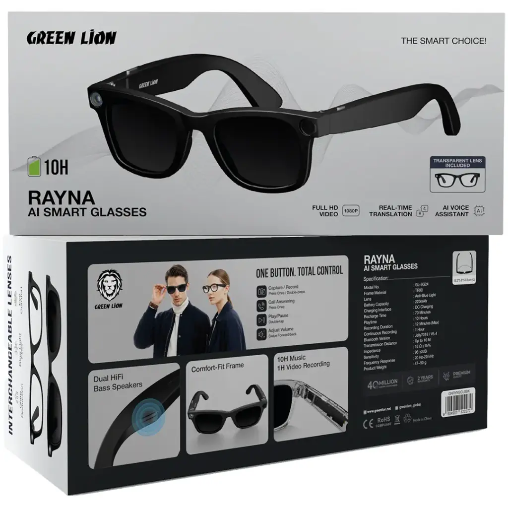 Green Lion Rayna AI Smart Glasses عينک هوشمند AI با دوربين گرین لاین Green Lion Rayna AI Smart Glasses GNRYNSGLS