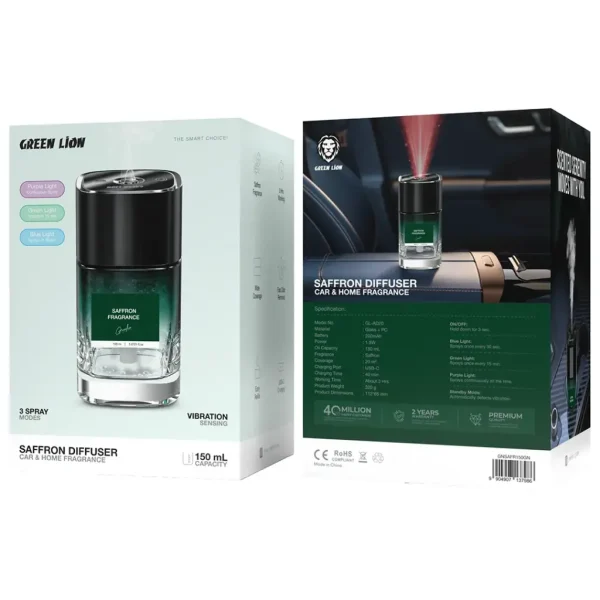 Green-Lion-Saffron-Diffuser-Car-Home-Fragrance-Green4-600x600 خوشبوکننده هوا با عطر زعفران 150میلی لیتر گرین لاین Green Lion Saffron Diffuser GNSAFR150GN - تصویر 1