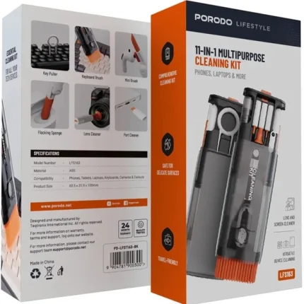کیت تمیز کننده لوازم دیجیتال 11 در 1 پرودو Porodo Cleaning Kit PD-LFST163-BK