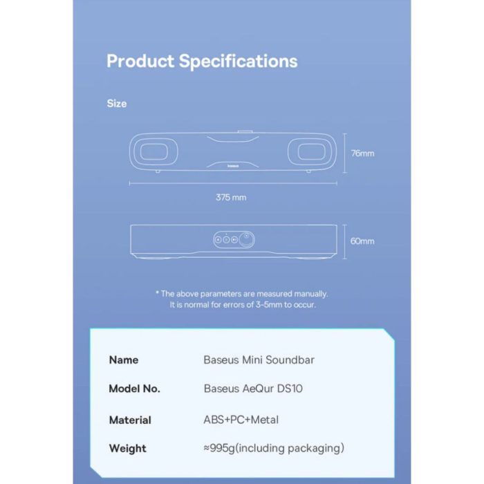 اسپیکر بلوتوث شارژی بیسوس Baseus AeQur DS10 Sound Positioning Acoustics A20054402111 - تصویر 11