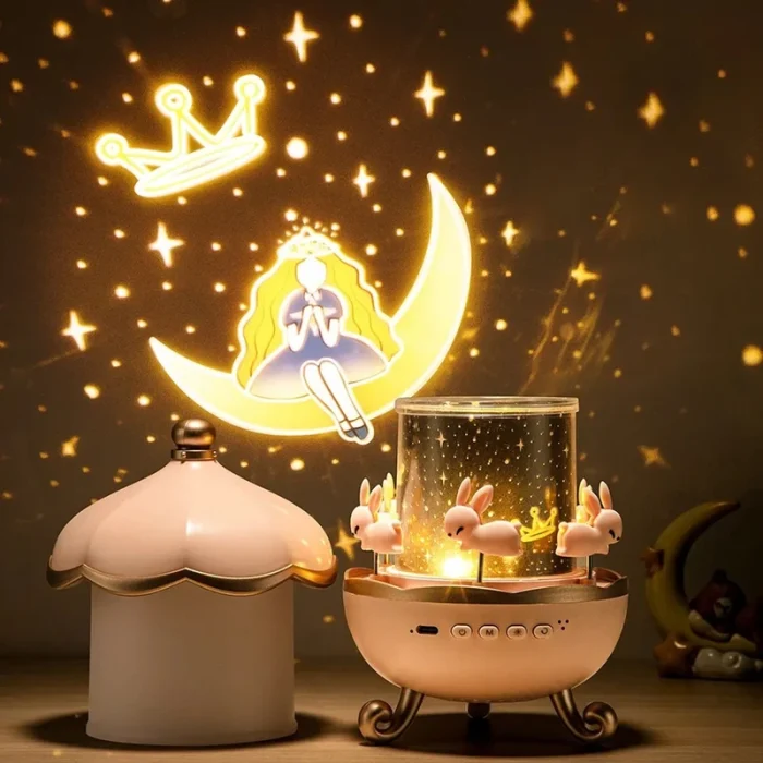 چراغ خواب موزیکال کودک Bunny’s Carousel Night Light Projector WH-E11