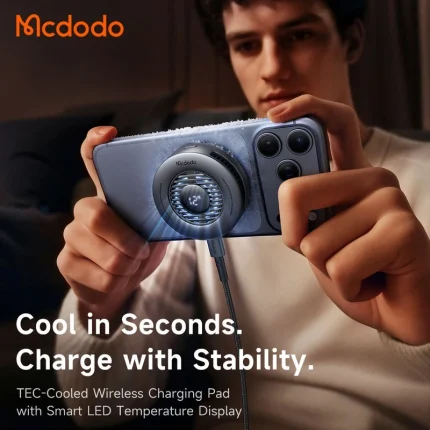فن خنک کننده و شارژر وایرلس 25 واتی مکدودو MCDODO Wireless Charger Fast Charging Qi2 CH-8410