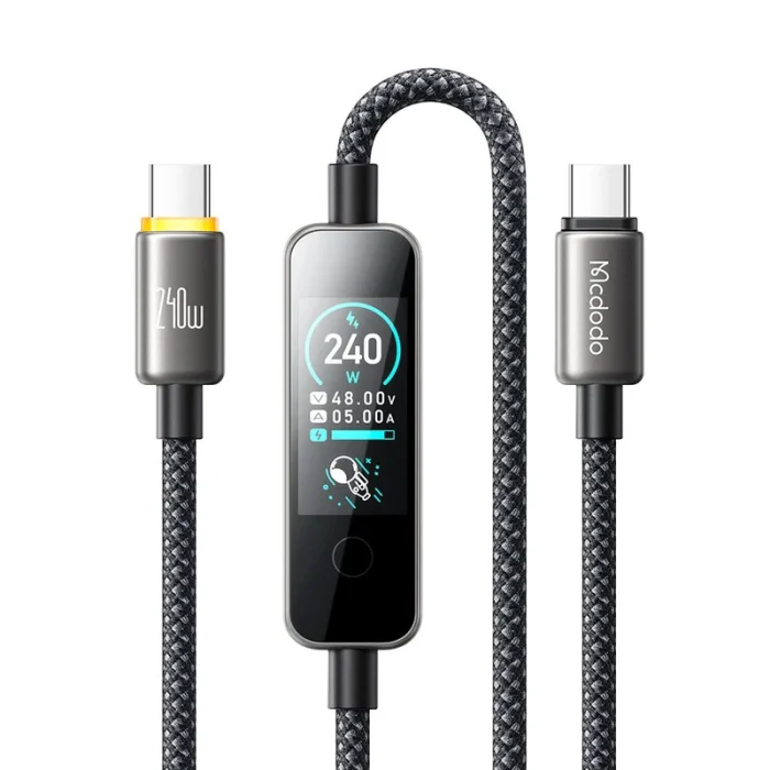 کابل شارژ دوسر تایپ سی با صفحه نمایش مک دودو Mcdodo Cable With TFT Screen Display MC-875