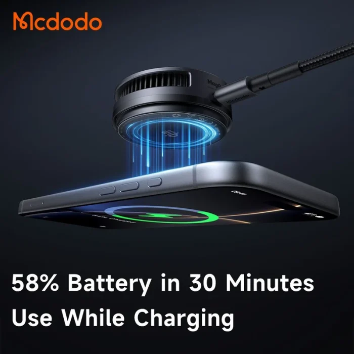 فن خنک کننده و شارژر وایرلس 25 واتی مکدودو MCDODO Wireless Charger Fast Charging Qi2 CH-8410
